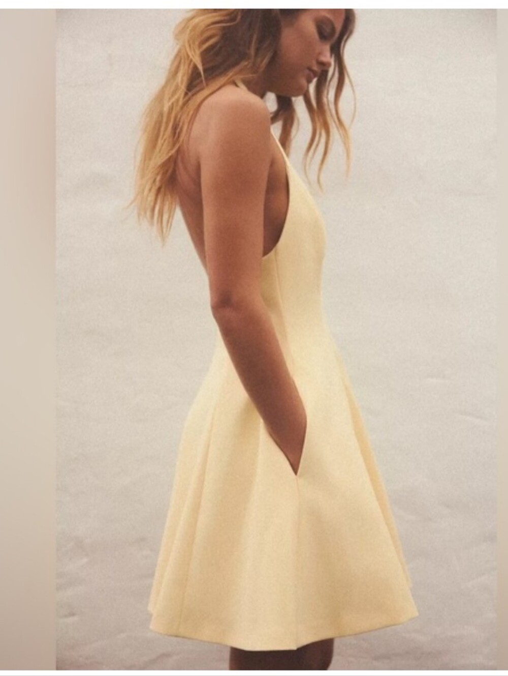 ZARA Yellow Halter Fit-and-Flare Dress